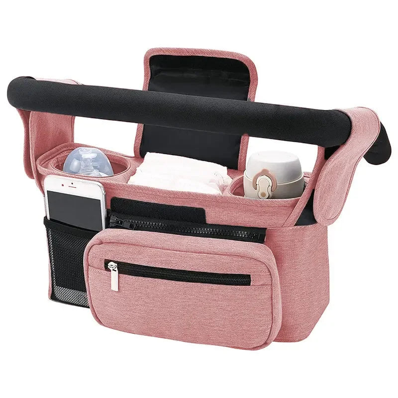 Universele Kinderwagen Organizer & Ouder Caddy | Geïsoleerde Houders & Afneembare Polstas