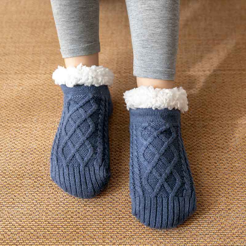 Unisex Winter Wollen Pantoffelsokken | Met Fleece Voering & Antislip Suède Zool