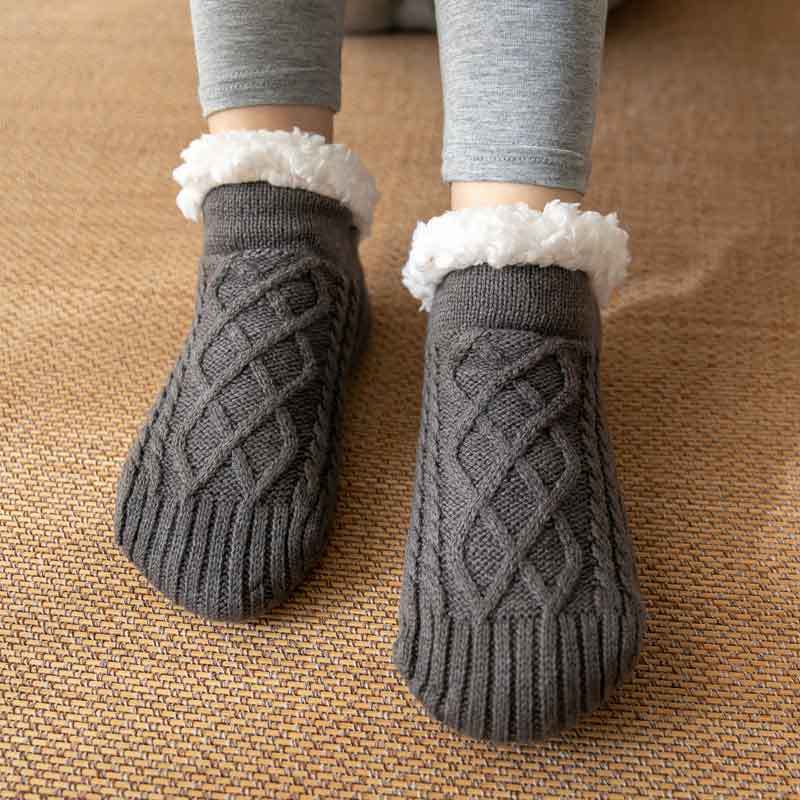 Unisex Winter Wollen Pantoffelsokken | Met Fleece Voering & Antislip Suède Zool