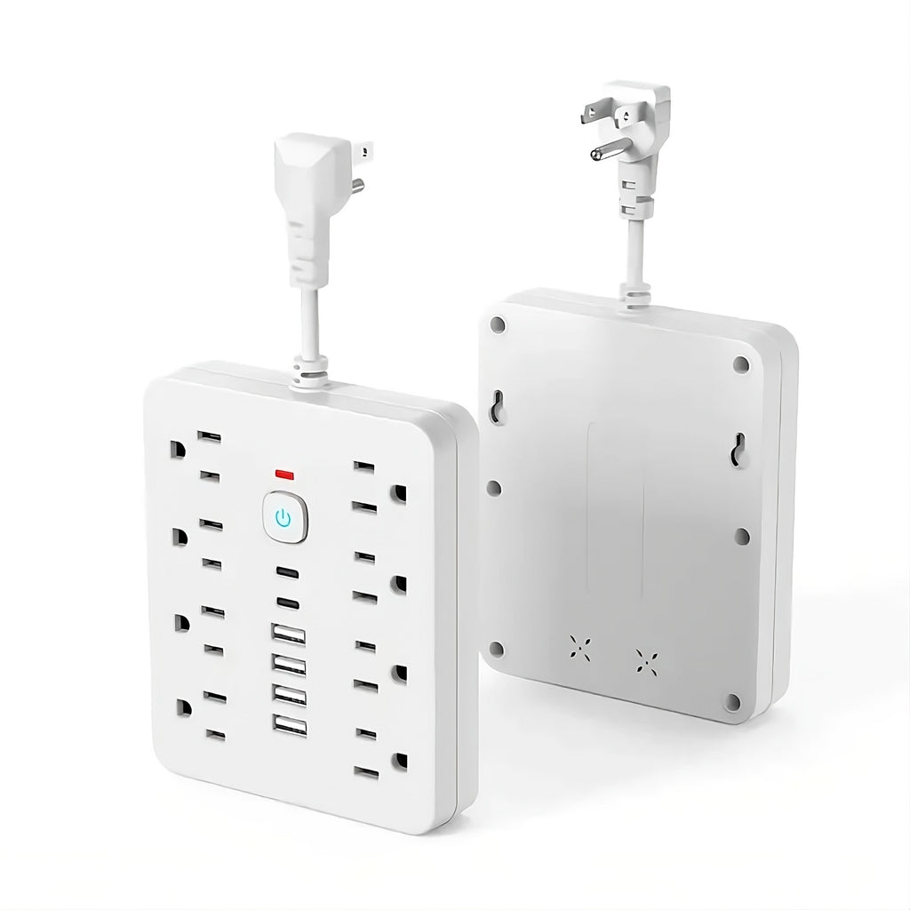 14-in-1 Slimme Stekkerdoos en Overspanningsbeveiliging | Platte Stekker en USB-C Snel opladen