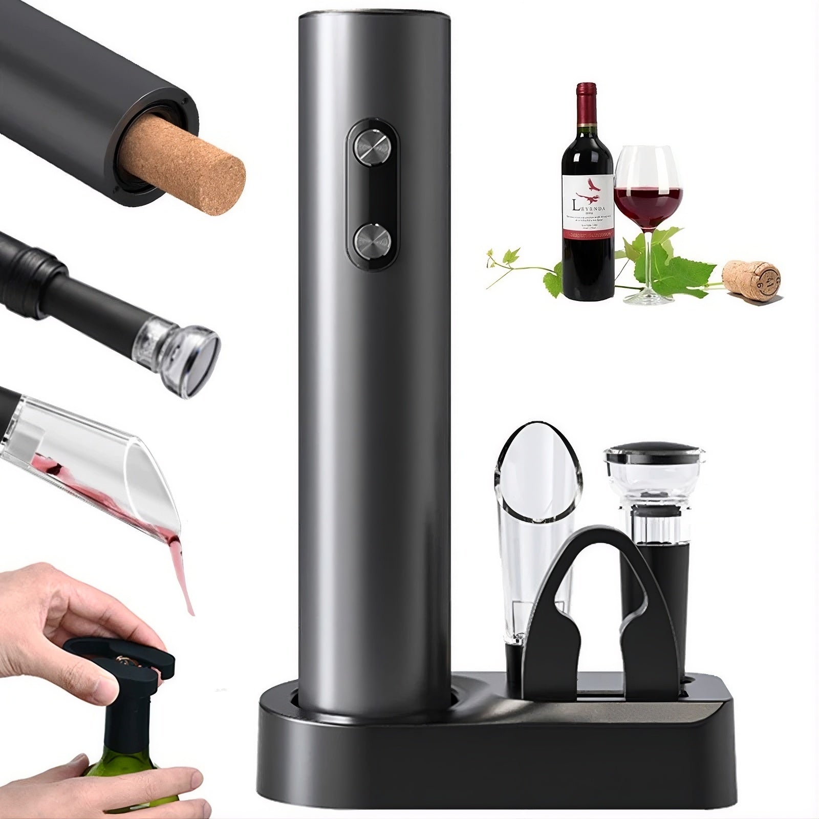 7-in-1 Elektrische Wijnopener & Bewaarset | Complete Connaisseur Kit