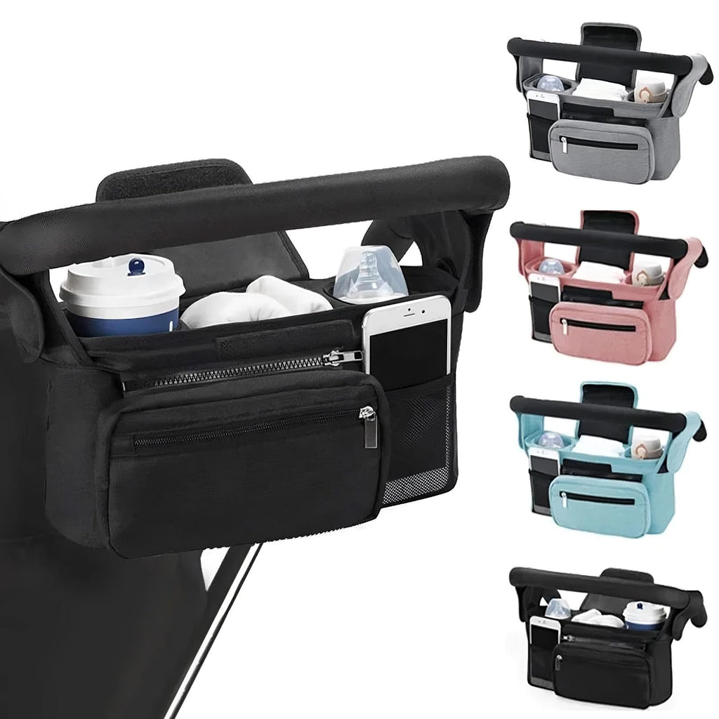 Universele Kinderwagen Organizer & Ouder Caddy | Geïsoleerde Houders & Afneembare Polstas