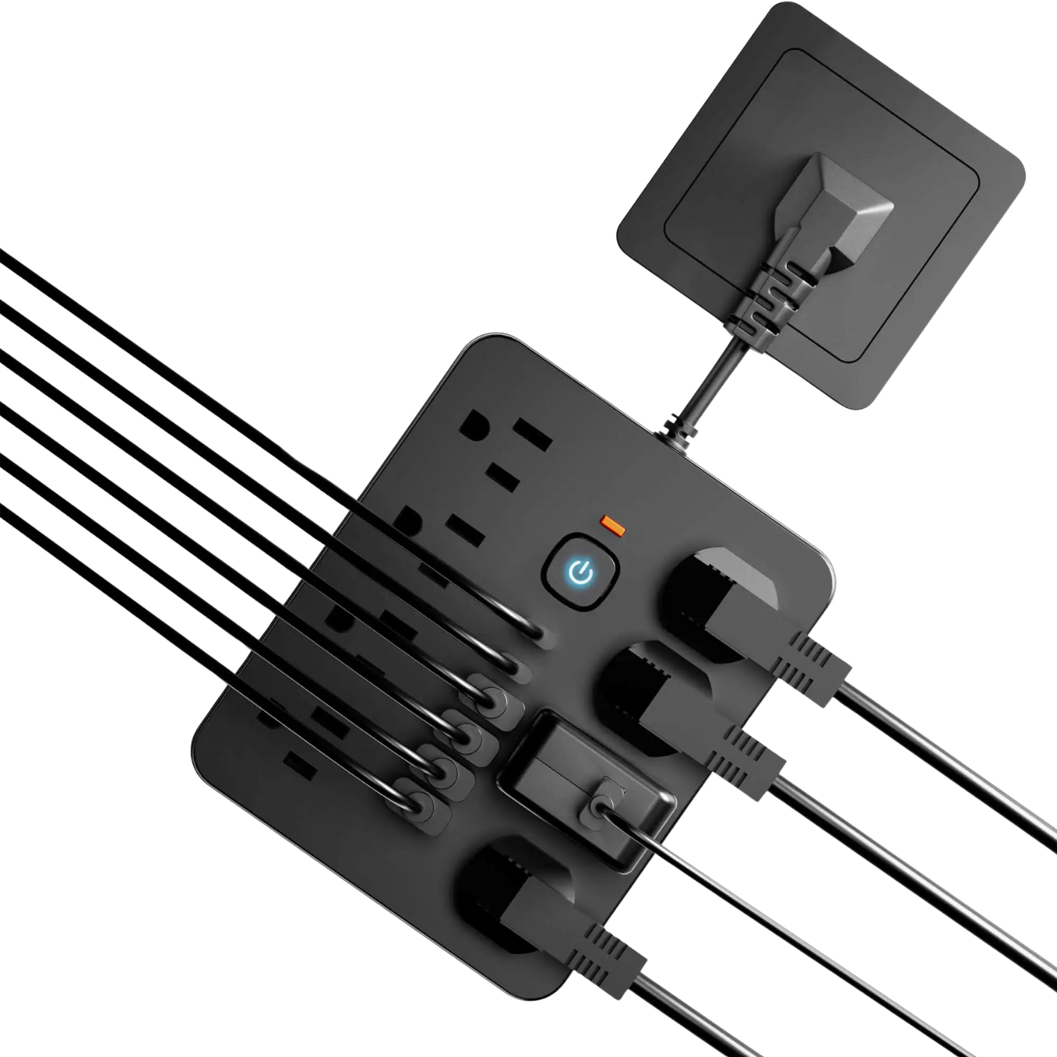 14-in-1 Slimme Stekkerdoos en Overspanningsbeveiliging | Platte Stekker en USB-C Snel opladen