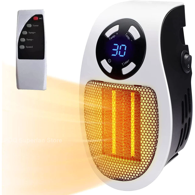 Compacte Wandstopcontactkachel | Digitale Thermostaat & 180° Draaibare Stekker