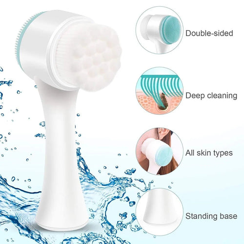 2-in-1 Dubbelzijdige Siliconen Gezichtsborstel | Handmatige Reiniger & Masker Applicator
