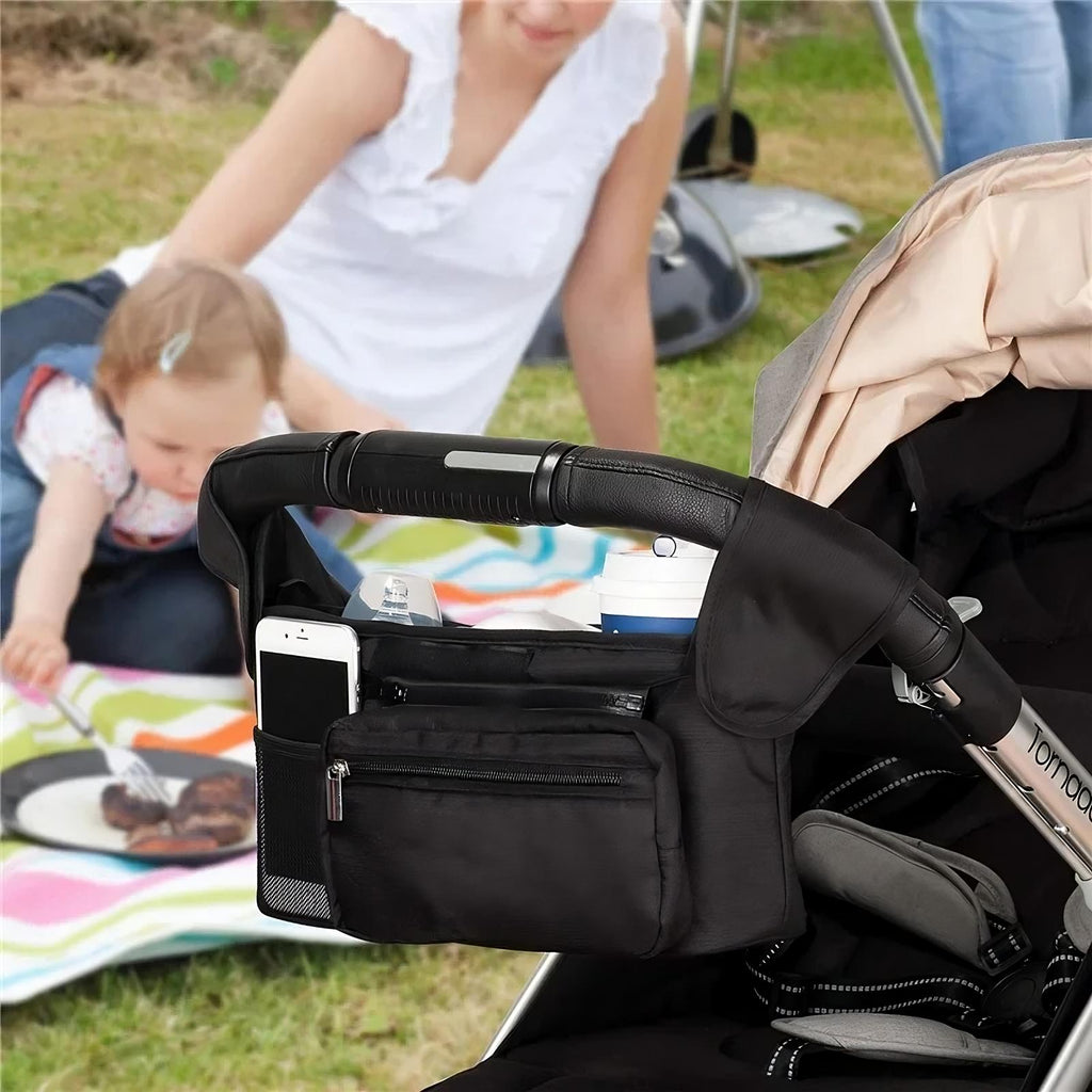 Universele Kinderwagen Organizer & Ouder Caddy | Geïsoleerde Houders & Afneembare Polstas