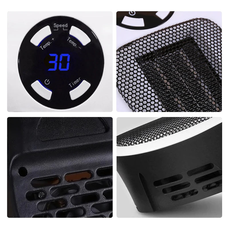 Compacte Wandstopcontactkachel | Digitale Thermostaat & 180° Draaibare Stekker