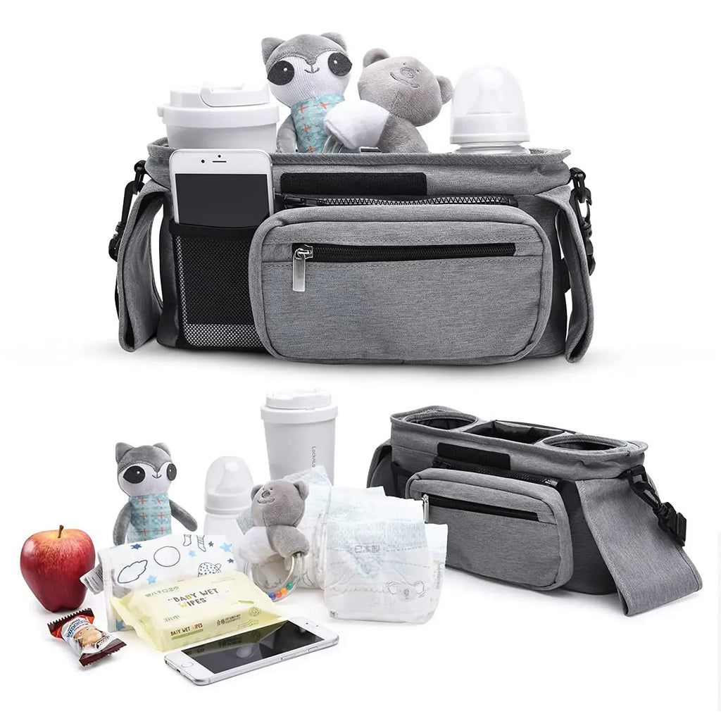 Universele Kinderwagen Organizer & Ouder Caddy | Geïsoleerde Houders & Afneembare Polstas