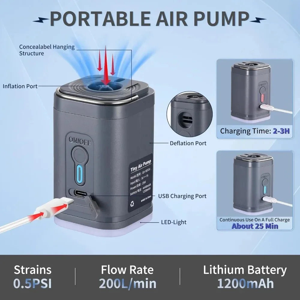 Mini Elektrische Luchtpomp | Ultra-Draagbare Type-C Oplaadbare Pomp