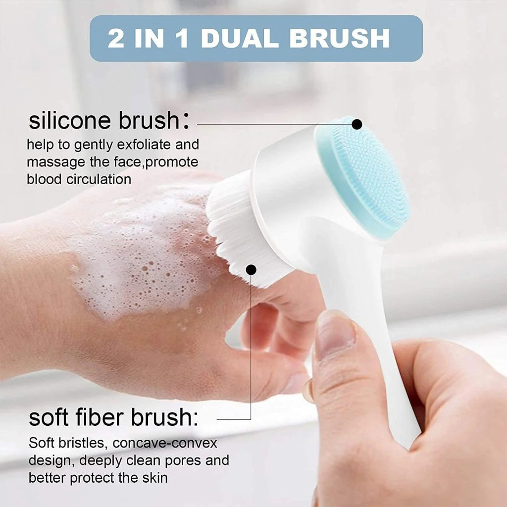 2-in-1 Dubbelzijdige Siliconen Gezichtsborstel | Handmatige Reiniger & Masker Applicator