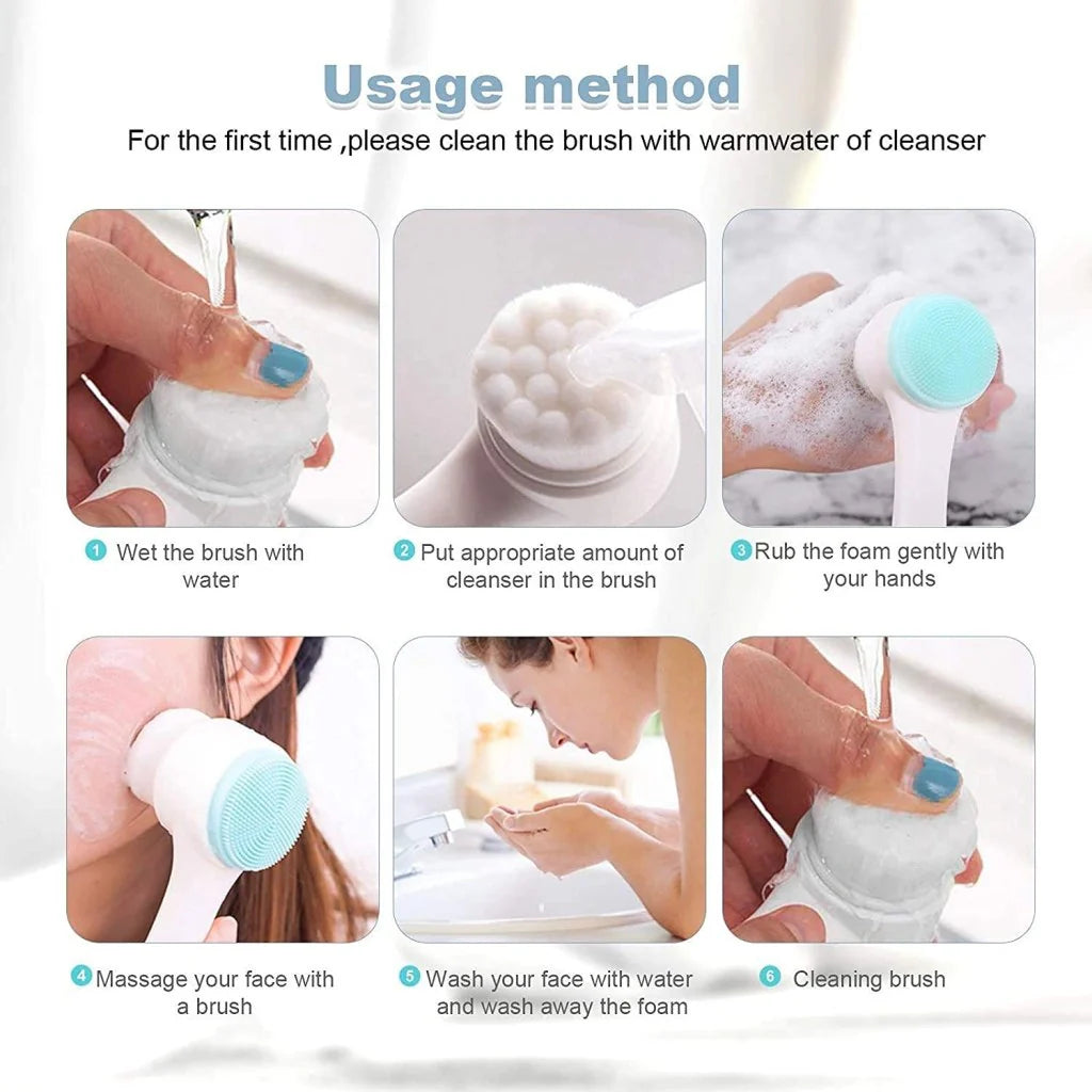 2-in-1 Dubbelzijdige Siliconen Gezichtsborstel | Handmatige Reiniger & Masker Applicator
