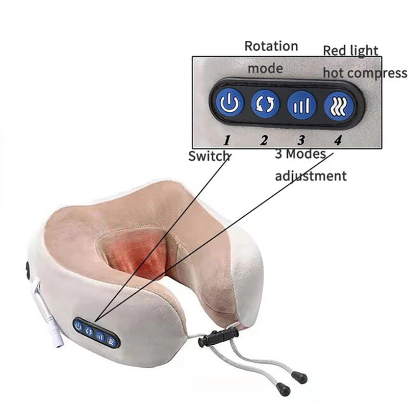 2-in-1 Shiatsu Nekmassager & Reiskussen | Diepe weefsel kneding