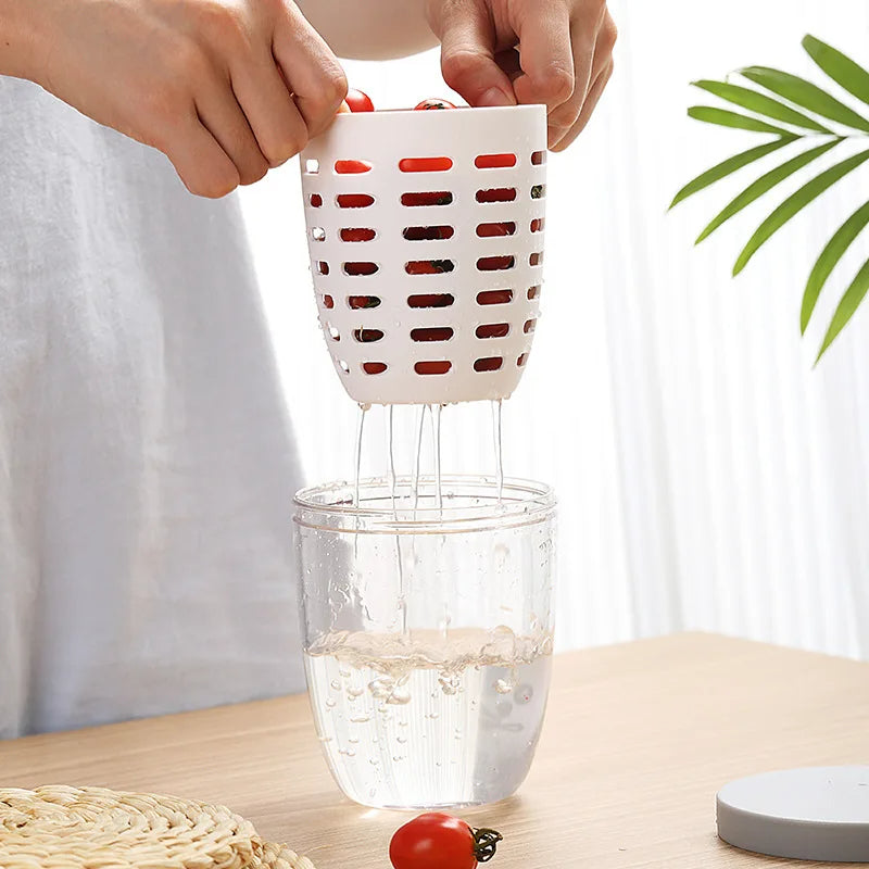 Draagbare Fruit- & Saladebeker van 600 ml | Lekvrije Beker met Ingebouwde Vork