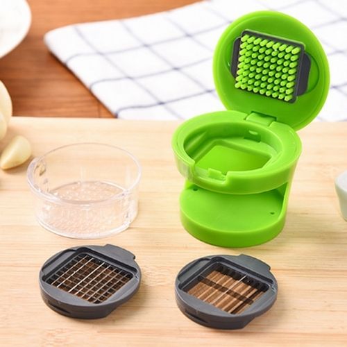 4-in-1 Knoflookpers & Snijder Set | Professionele Hakmolen met Siliconen Schilmesje