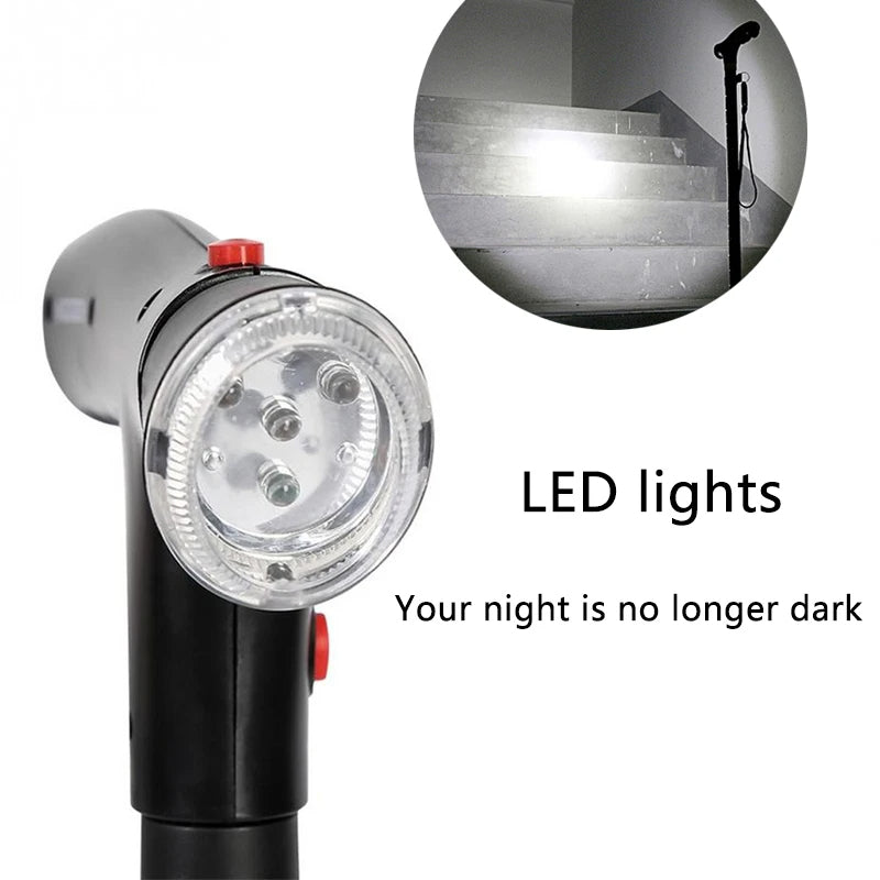 3-in-1 Telescopische Opvouwbare Stok | LED Veiligheidslicht & Noodalarm