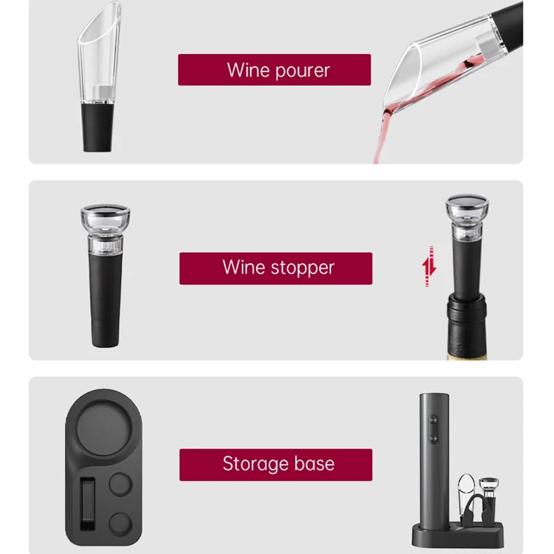 7-in-1 Elektrische Wijnopener & Bewaarset | Complete Connaisseur Kit
