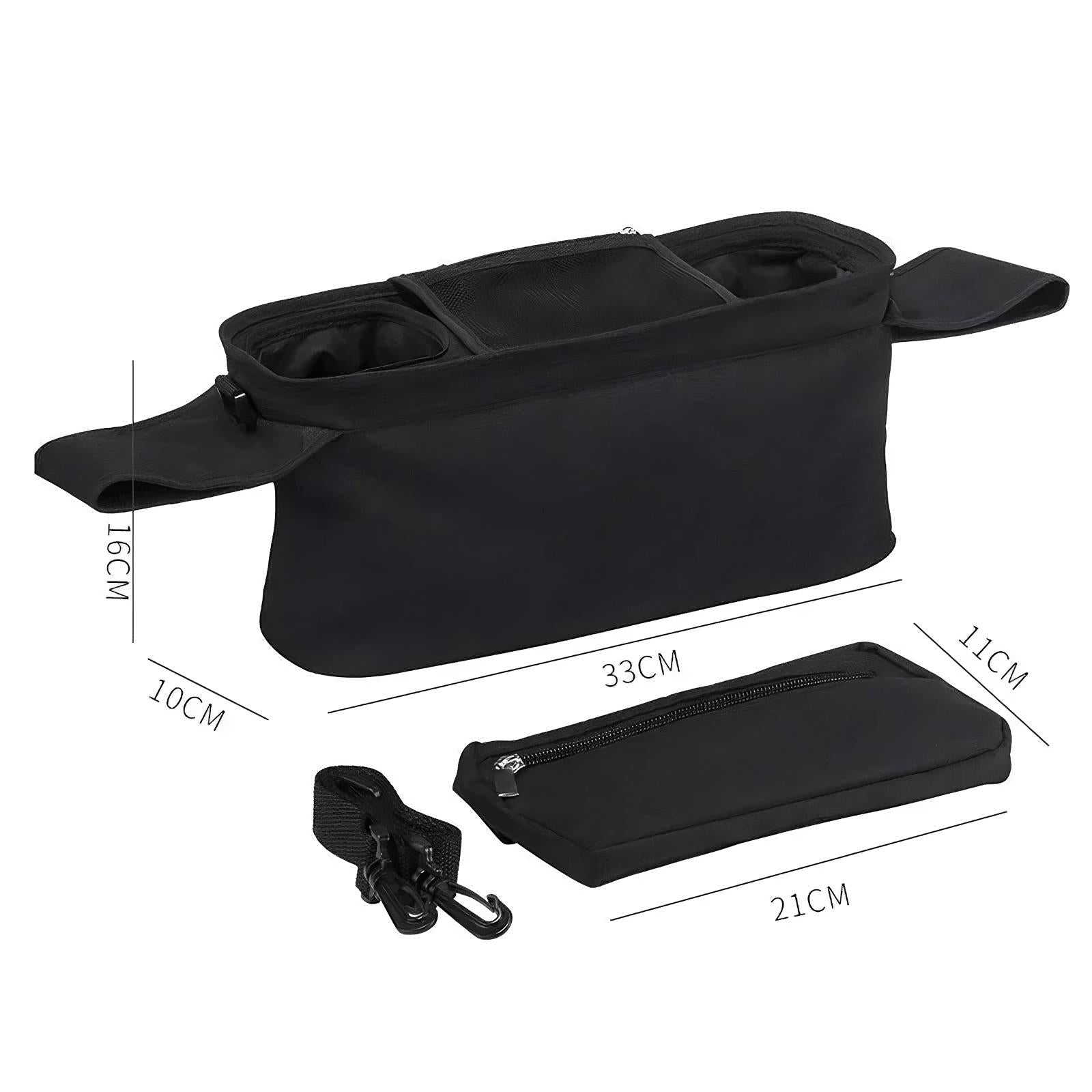 Universele Kinderwagen Organizer & Ouder Caddy | Geïsoleerde Houders & Afneembare Polstas
