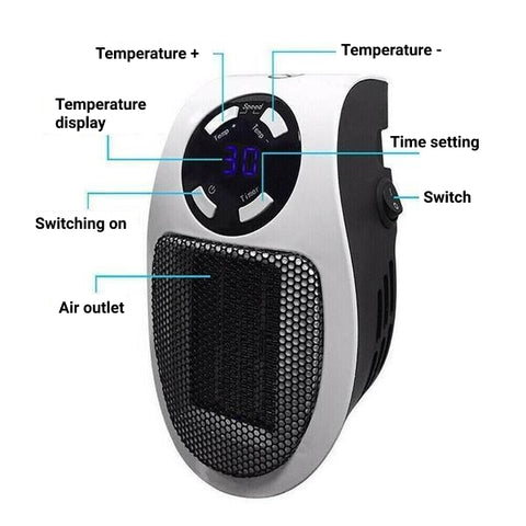 Compacte Wandstopcontactkachel | Digitale Thermostaat & 180° Draaibare Stekker