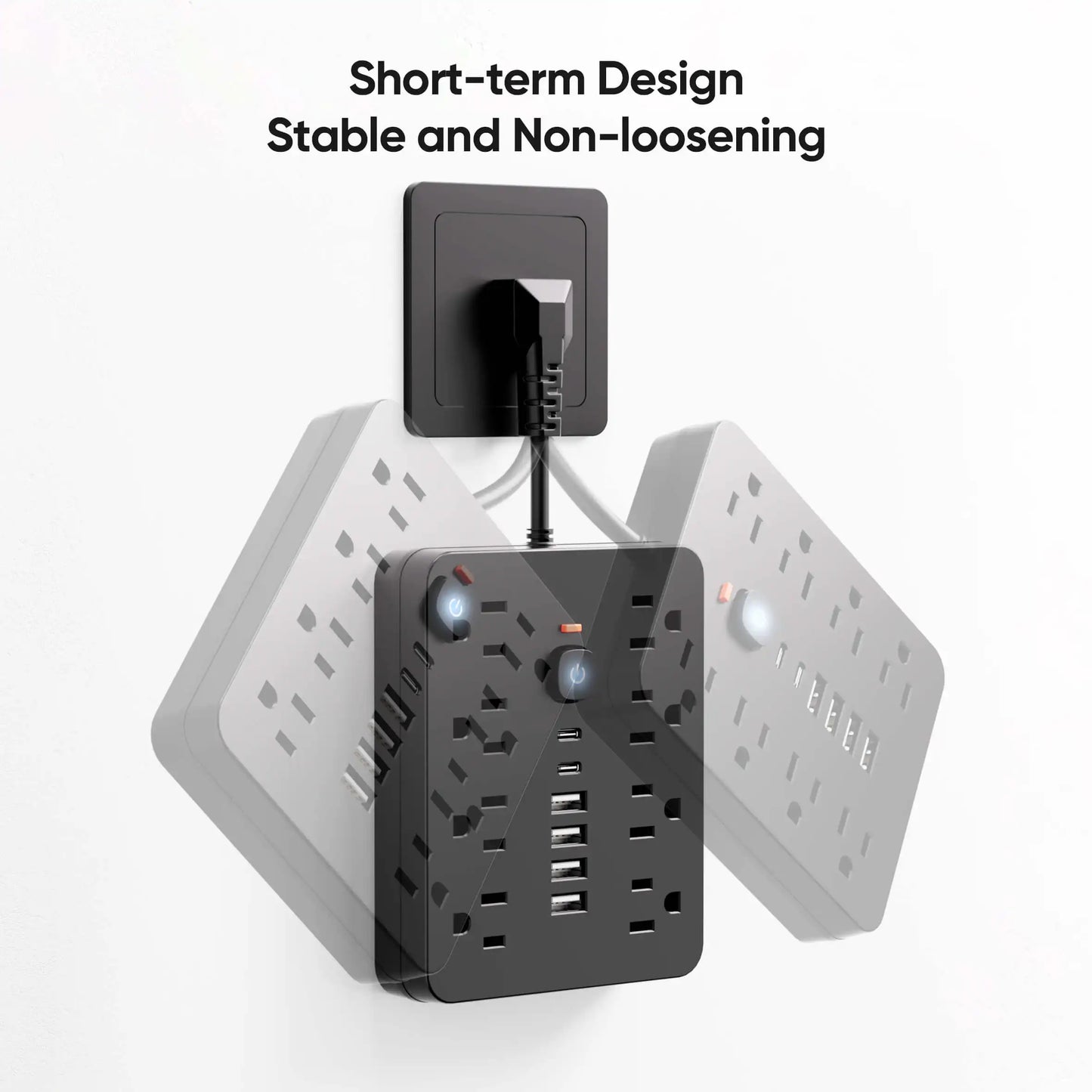 14-in-1 Smart Power Strip & Surge Protector | Flat Plug & USB-C Fast Charging