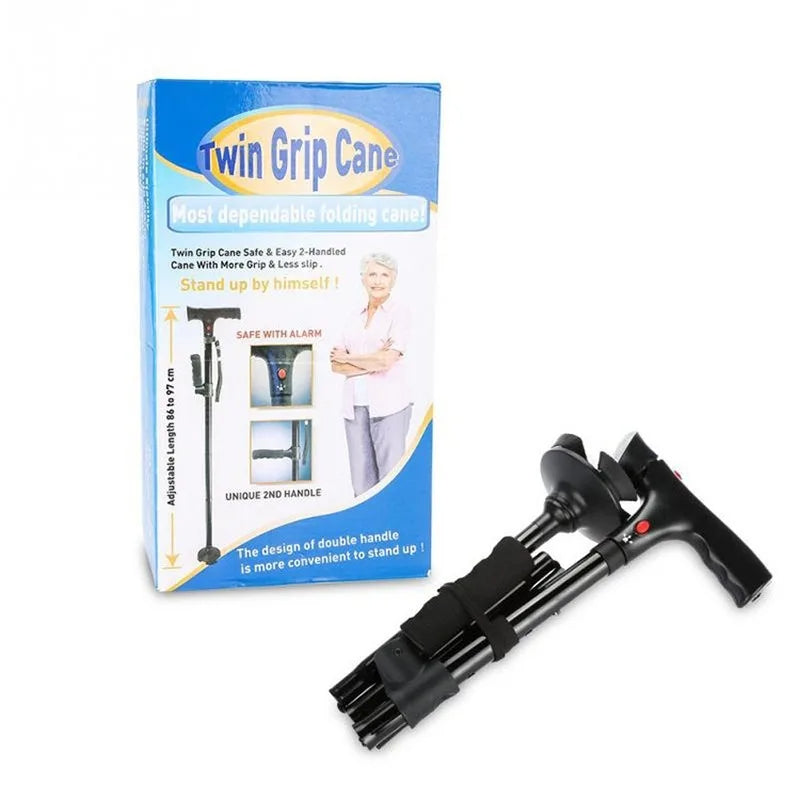 3-in-1 Telescopische Opvouwbare Stok | LED Veiligheidslicht & Noodalarm