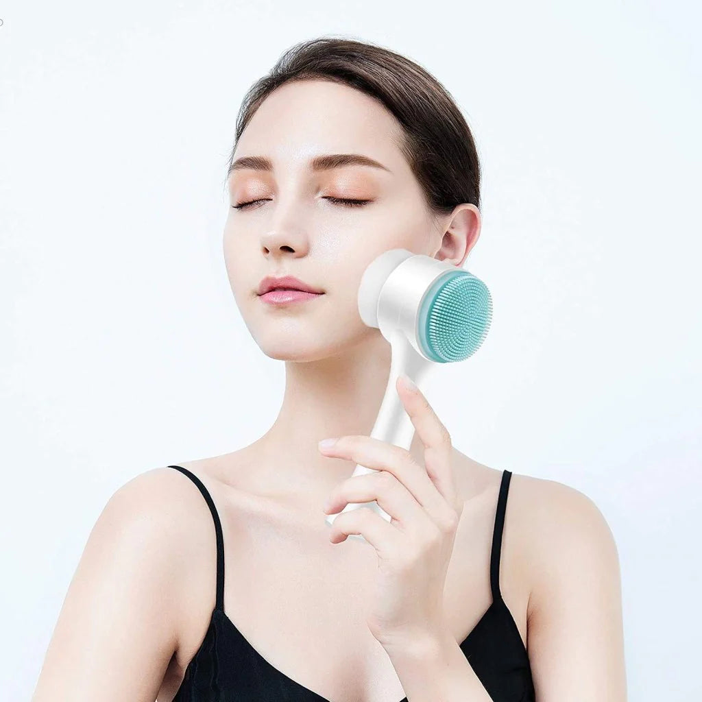 2-in-1 Dubbelzijdige Siliconen Gezichtsborstel | Handmatige Reiniger & Masker Applicator