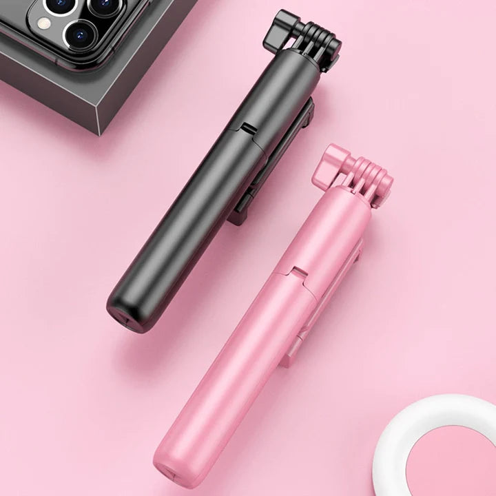 Alles-in-één selfiestick-statief | Dubbele dimbare vullichten en verzwaarde basis