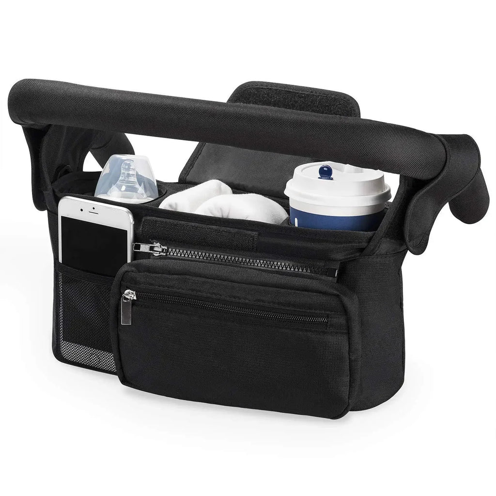 Universele Kinderwagen Organizer & Ouder Caddy | Geïsoleerde Houders & Afneembare Polstas