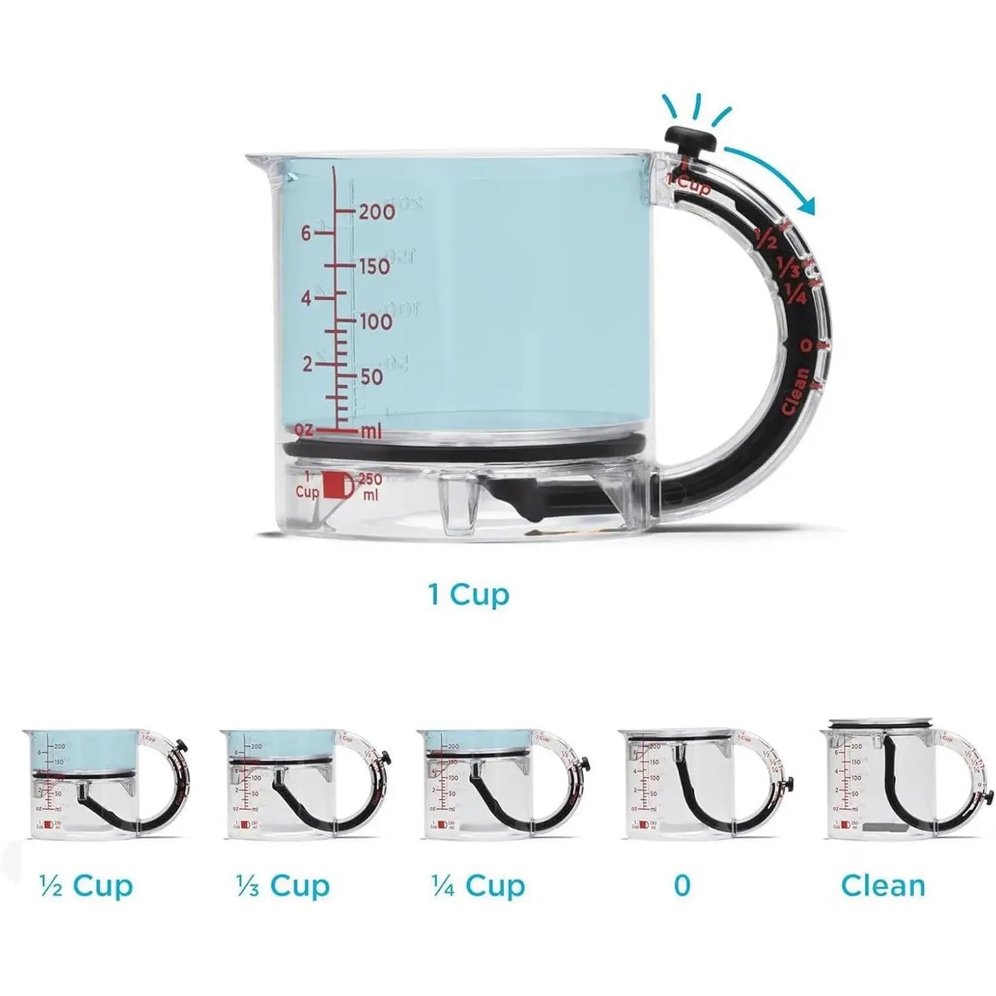 4-in-1 Adjustable Measuring Cup | All-in-One Liquid & Dry Ingredient Tool