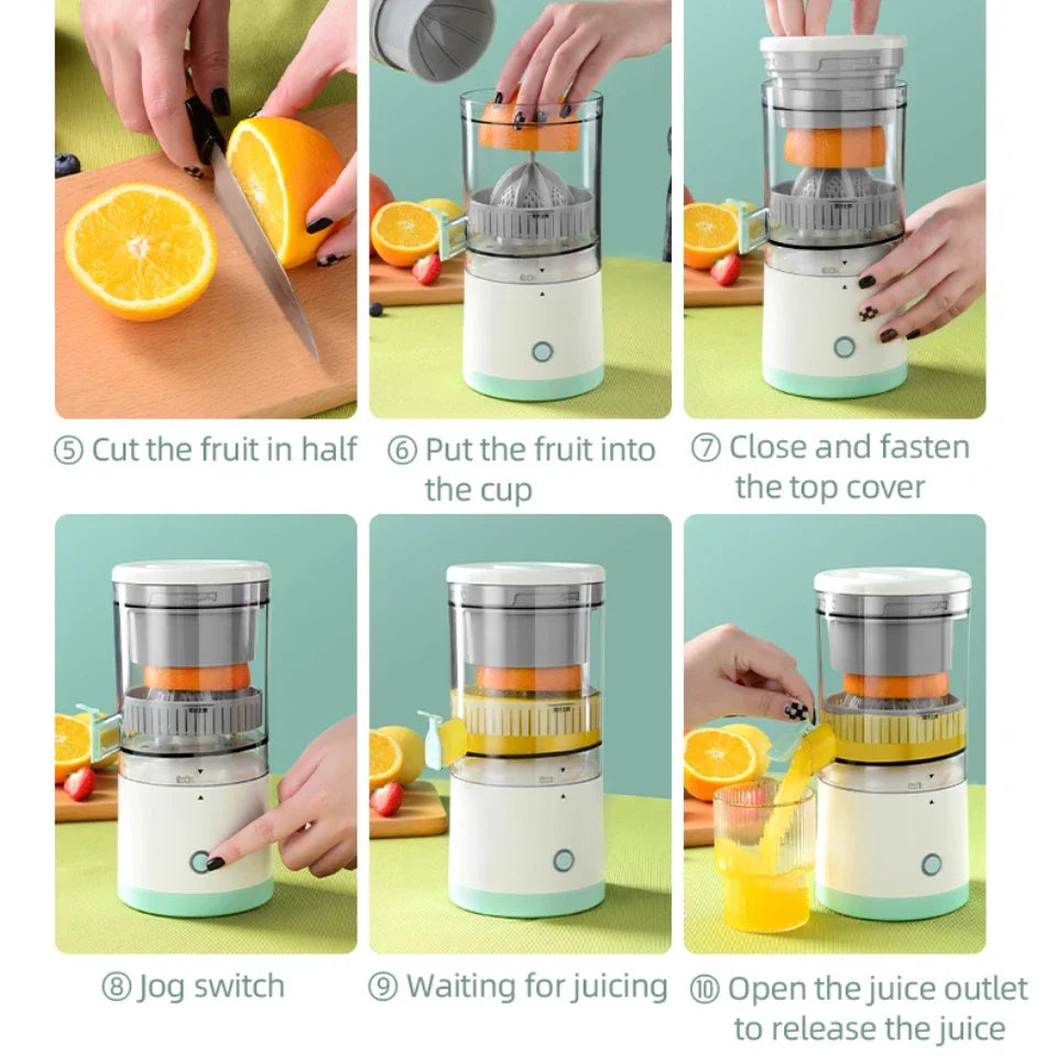 Draadloze automatische citruspers | USB-C oplaadbare slowjuicer