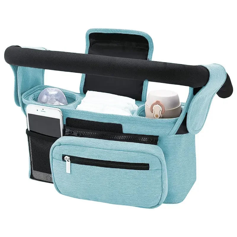 Universele Kinderwagen Organizer & Ouder Caddy | Geïsoleerde Houders & Afneembare Polstas