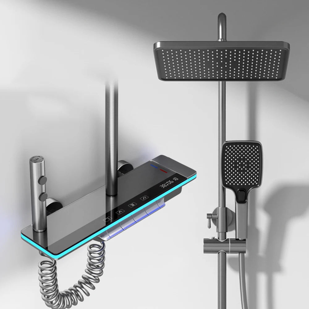 Luxe Piano Toets Douchesysteem | Slimme Thermostaat & Sfeervolle LED-Verlichting
