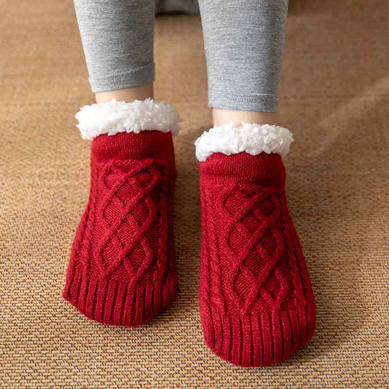 Unisex Winter Wollen Pantoffelsokken | Met Fleece Voering & Antislip Suède Zool