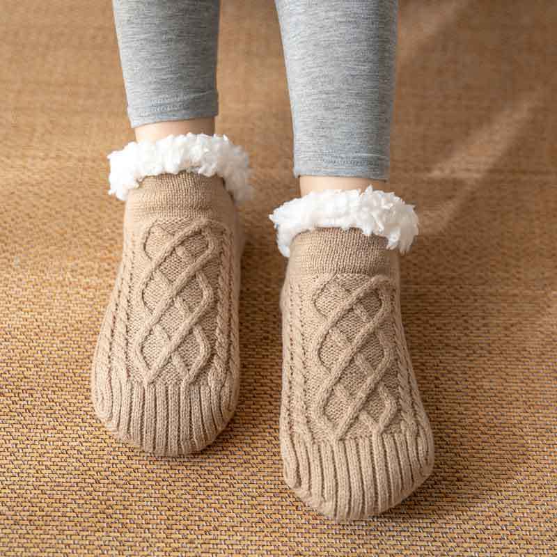 Unisex Winter Wollen Pantoffelsokken | Met Fleece Voering & Antislip Suède Zool