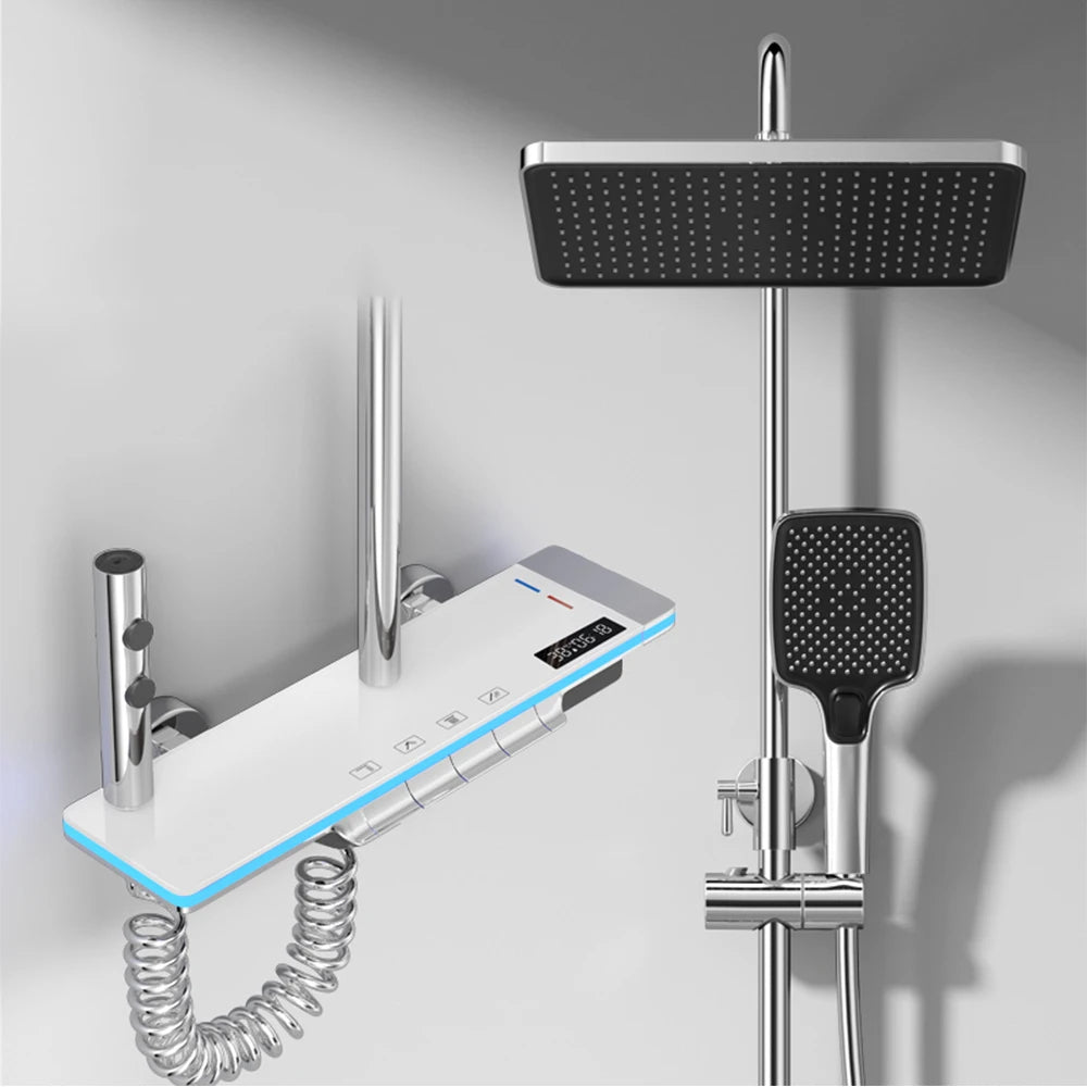 Luxe Piano Toets Douchesysteem | Slimme Thermostaat & Sfeervolle LED-Verlichting